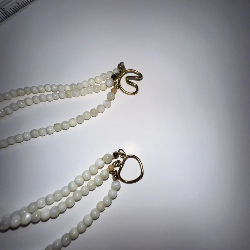 Quartz‎ Jade Shell Necklace Purple Green Beaded Multi strand Pendant Tassel
